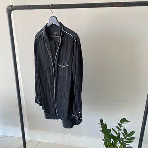Oversized Black Shirt with White Piping